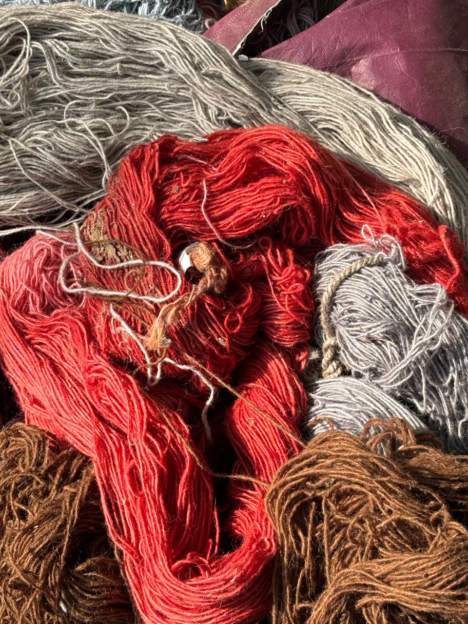 Hand-dyed wool skeins