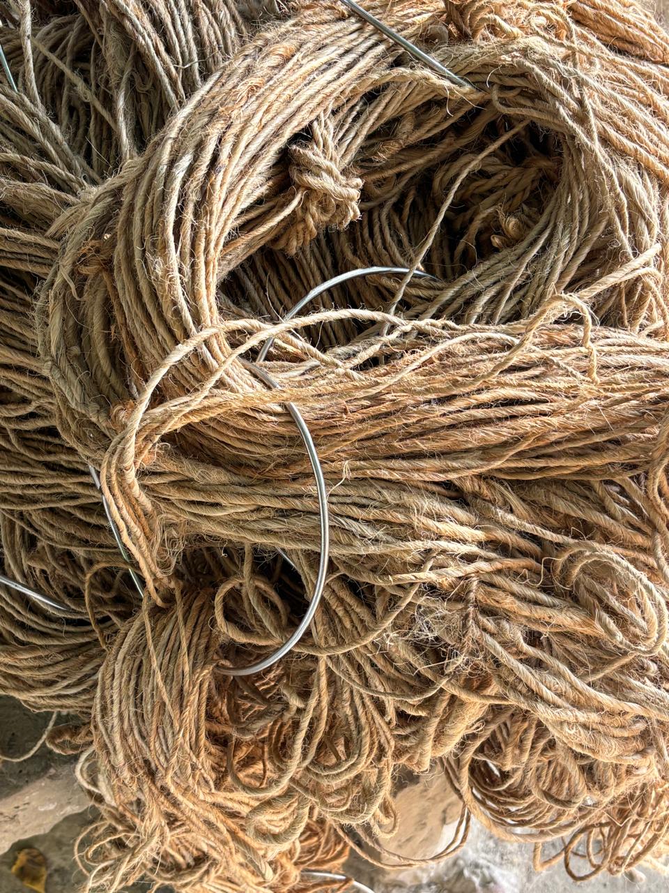 Natural jute yarn coils